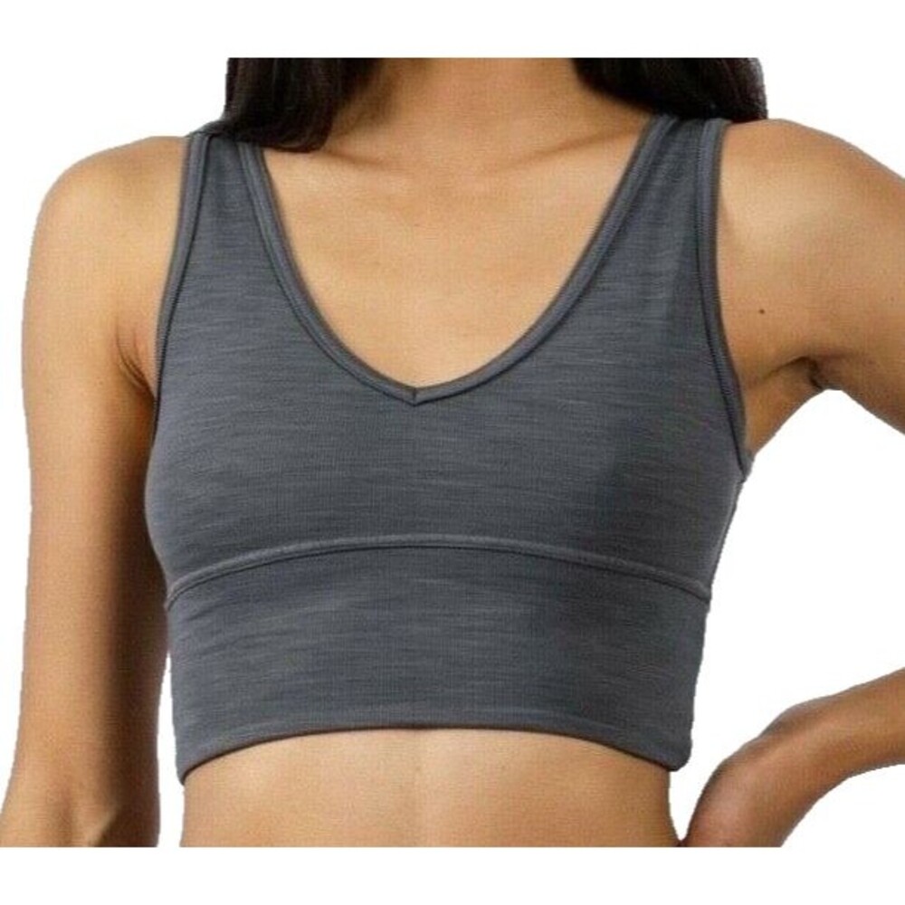 90 Degree By Reflex Women's 2-Side Wear Active Crop Tank Top Sz L Charcoal Grey